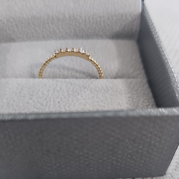 Gold and Diamond Ring with Dainty Band - Picture 5 of 9